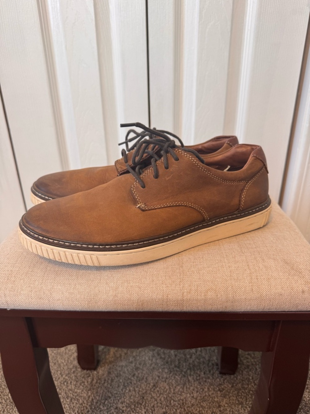 Men's Johnson & Murphy Leather Casual Brown Lace-Up Shoes Size 8.5 - Picture 2 of 10